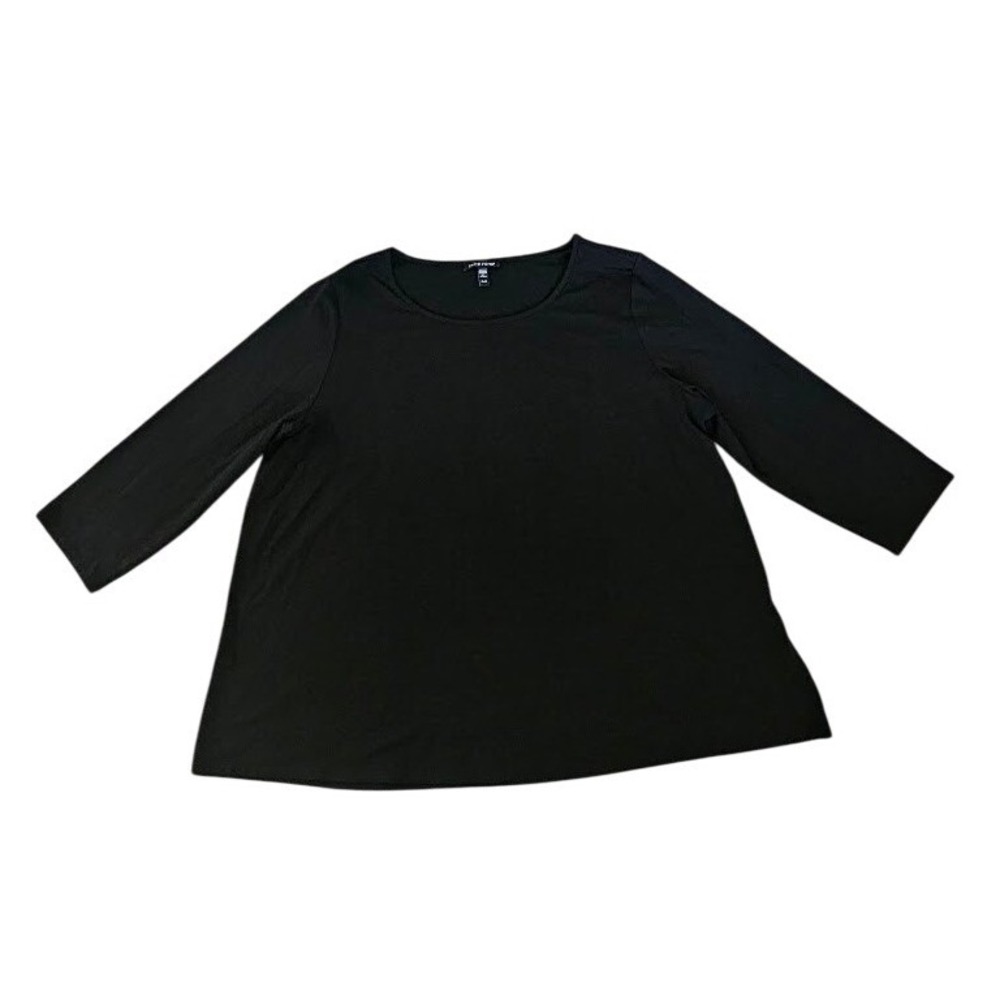 Eileen Fisher Black Tencel Lyocell A-Line Top Women XL Basic Comfort